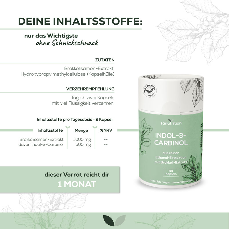 Inhalt von Indol-3-Carbinol Kapseln von Sanutrition